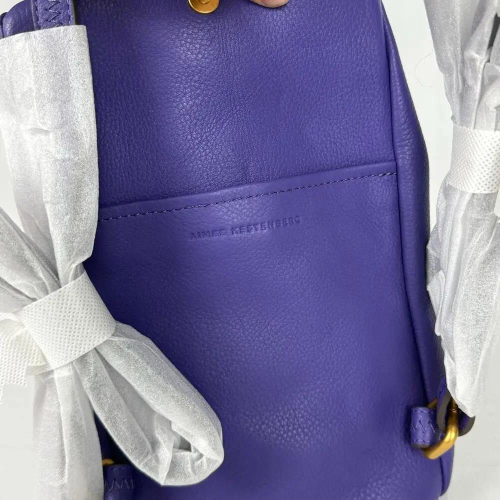 Aimee Kestenberg Purple Tamitha Mini Leather Cotton Backpack Crossbody NWT - Picture 5 of 15